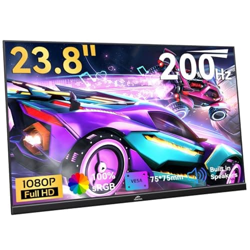 Kenowa 23.8" Large Portable Monitor 200Hz, IPS FHD 1080P Freesync External Monitor with USB-C HDMI Gaming Display Dual Speakers Adjustable Stand for PC Laptop Computer Mac Phone Xbox PS4/5