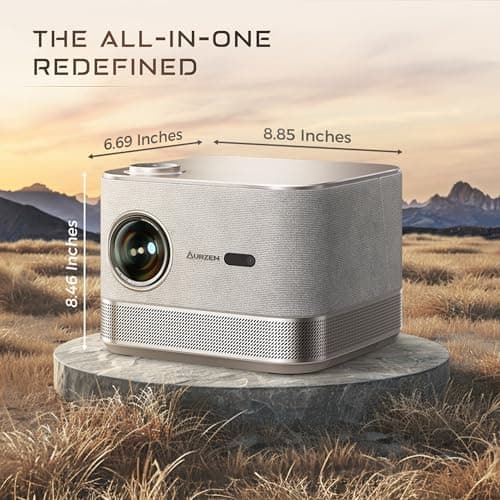 3-in-1 Outdoor Projector 4K Supported, AURZEN BOOM 3 Smart Projector with WiFi and Bluetooth, 3D DoIby Audio & 36W Speakers, Auto Focus & Keystone, NetfIix Official 500 ANSI Home proyector, Gold 6