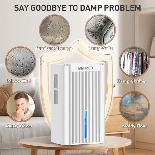 Dehumidifier, 95OZ Dehumidifier for Home 1000 Sq.Ft - Quiet with Auto Shut Off & Relaxing 7 Color Ambient Light,Ideal for Livingroom, Bedroom, Basement(White) 7