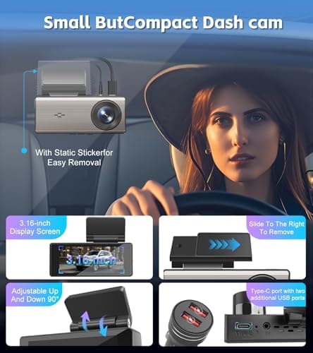 4K+2K Dash Cam Front and Rear,Dash Camera for Cars,Built-in 64G Card,5G WiFi APP Control,HDR Night Vision,24H Parking Mode,Loop Recording,Support 512GB Max(4k+2k) 7