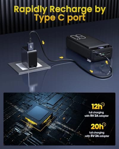 Portable Charger Power Bank 60000mAh 22.5W USB C Fast Charging Battery Bank with 4 Outputs & 3 Inputs LED Display Huge Capacity External Battery Bank LED Display for iphone, Samsung, Google etc 6