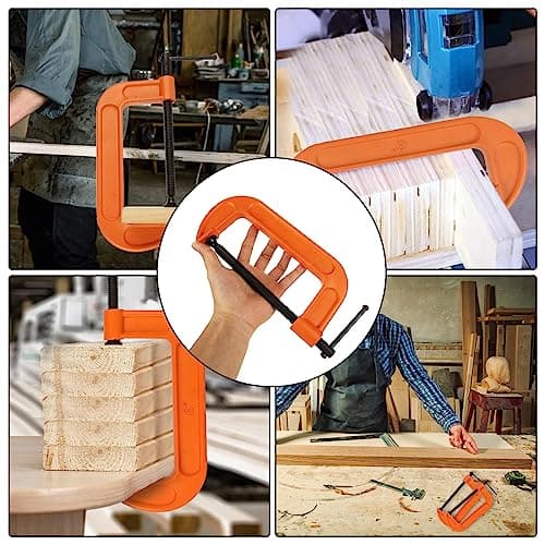 2Pcs 6 Inch C Clamp Heavy Duty C Clamps Quality Iron C-Clamps Industrial Strength C Clamp Set for Woodworking Welding Building Metal Workpiece 7