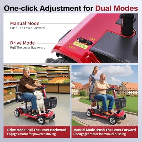 4 Wheel Mobility Scooter for Seniors & Adults Easy to Use Operate and Foldable ,Heavy Duty 418 LBS, 12.4 Mile Range, Tight Turning Radius 8