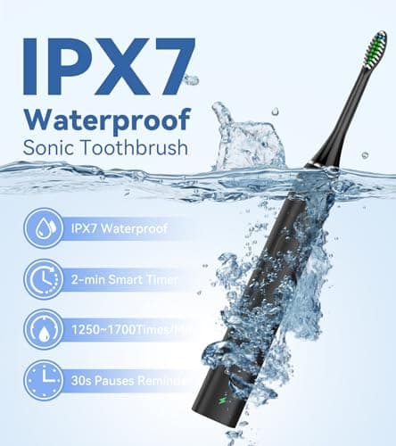 Water Flosser & Ultrasonic Electric Toothbrush Combo, 600ML Water Dental Flosser with 7 Jet Tips, 10 Adjustable Water Pressure, 5 Toothbrush Heads for Home Use, Gums, Braces (Black) 6
