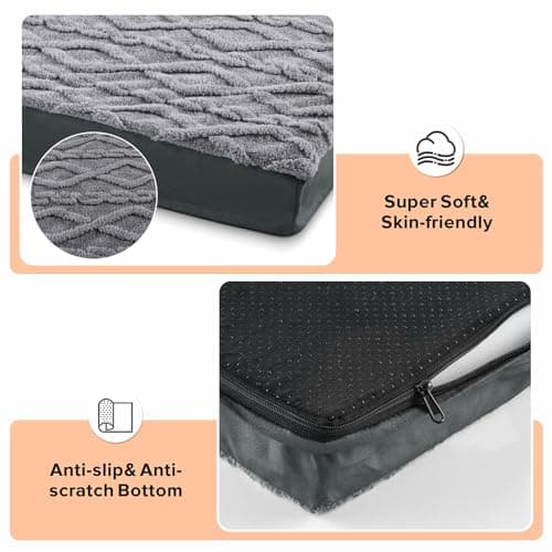 JOEJOY Orthopedic Dog Bed for Extra Large Medium Dogs, Big Dog Bed with Removable Waterproof Cover, Egg Crate Foam Pet Bed Mat, Washable Dog Crate Bed with Non-Slip Bottom, 44x32 Inch 4