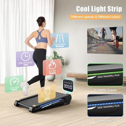 FUNMILY Small Walking Pad with Incline for Home, 2.5HP Under Desk Treadmill for Office 300b Weight Capacity, Mini Running Pads with Remote Control 6