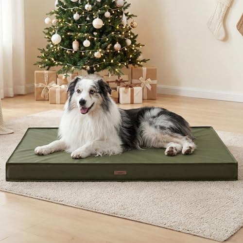 LE SURE Outdoor Waterproof Dog Beds Large Sized Dog, Orthopedic Egg Crate Foam Pet Bed with Oxford Fabric Surface and Removable Washable Cover, Pet Mat 36''x27'', Green 9