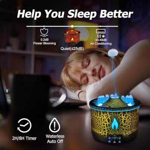 Cechlicht Volcano Diffuser, Essential Oil Diffuser 300ml Volcano Humidifier with Flame & Volcano Mist Mode, 2 Colors, Timer, Auto Shut-Off, Remote Control, Flame Diffusers for Home Bedroom Black 5