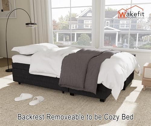 Wakefit Reversible Sectional Sofa Couch, Sleeper Sofa Bed with Storage Chaise Pull Out Couch for Living Room | Hidden Stroge | Pull Out Bed | Removable Backrest | Linen Fabric, DeepGrey 7