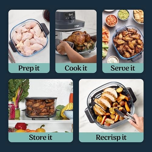 Ninja Crispi Pro 6-in-1 Glass Air Fryer | 450°F, Nontoxic, 6qt & 2.5qt Containers & Lids | Microwave, Freezer, Dishwasher Safe | Max Crisp, Air Fry, Bake, Roast, Recrisp, Dehydrate |Cyberspace AS101CY 9