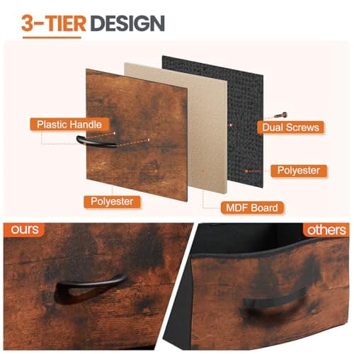 Sweetcrispy Nightstand with 2 Storage Drawers, 20" Height Small Bed Side Furniture End Table, Wooden Top Fabric Cabinet Kids Night Stand Mini Dresser for Bedroom, Closet, Entryway, Dorm 5