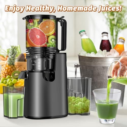 Cold Press Juicer, Juicer Machines with 5.4" Wide Feed Chute for Juice Extractor, Professional Slow Masticating Juicer for Whole Vegetables & Fruits with High Juice Yield, Easy to Clean (Black) 6