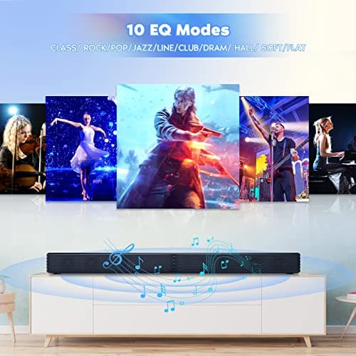 GEOYEAO Sound Bar, Bass Speakers for Smart TV with Dual Subwoofer 3D Surround Sound System, 32 Inch 2.2CH Home Theater Audio Soundbar, HDMI ARC Connection, 2 in 1 Detachable & Wall Mountable 7