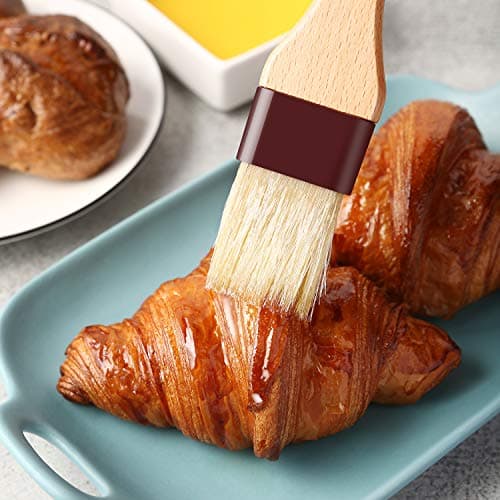 1 inch & 1.5 inch Pastry Brush Natural Boar Bristle Basting Brush Kitchen Oil Brush with Beech Wooden Handle and Hanging Rope String Grill BBQ Sauce Baster Baking Cooking Marinade Brushes (Pack of 2) 7