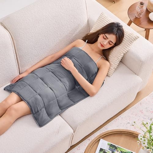 Weighted Lap Blanket for Adults 5lbs, 24"x29" Cooling Heavy Throw Blanket, Portable Travel Weighted Blankets, Soft Small Blankets Gift for Sleeping, Grey