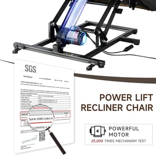 Cooexult Power Lift Recliner Chair for Elderly, Electric Lift Chair Recliner Single Sofa with Remote Control 2 Side Pockets Phone Holder for Living Room, Bedroom (Brown) 5