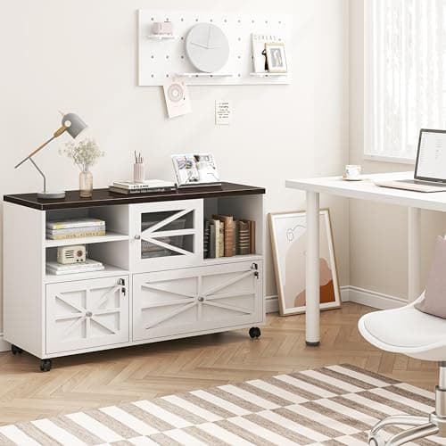 kepptory 2 Drawer File Cabinet with Lock, Rolling File Cabinet for Home Office Fits Files Letter/Legal/F4/A4, Filing Cabinet 2 Drawer with Adjustable Shelf & 2 Lockable Wheels (White + Brown) 9