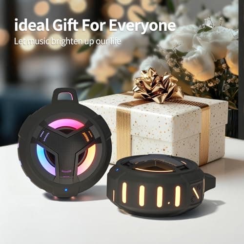 EBODA Bluetooth Shower Speaker, Portable Bluetooth Speakers, IP67 Waterproof Wireless Speaker with LED Light, Floating, 2000mAh, True Wireless Stereo for Kayak, Beach, Gifts for unisex -Black 9