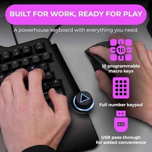 Cloud Nine C989 Ergonomic Mechanical Keyboard for PC - Kailh Linear Red Switches - RGB Light Up LED Backlit with USB - Ergo Split Key Board with Macro 8