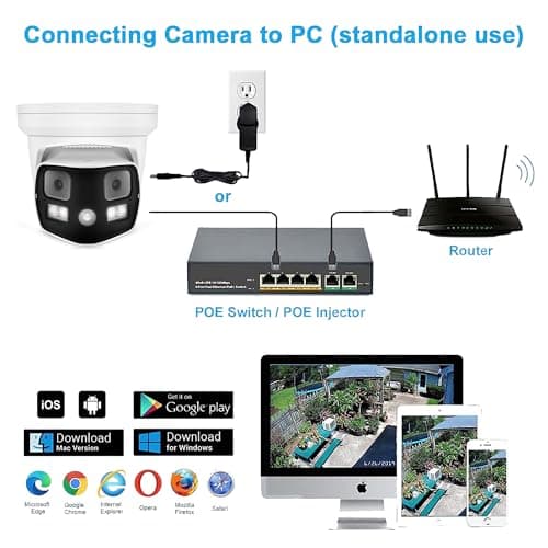 Real HD 8MP 4K Dual Lens Poe IP Security Camera 180 Degree Panoramic Wide Angle, Full Color Night Vision, H.265, IP66, NDAA Compliant 6