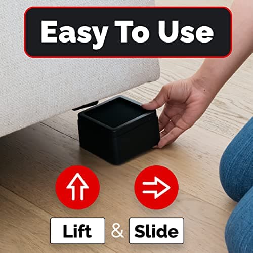 iPrimio Bed Risers 2 Inch Lift - Square, Heavy Duty, 4 Pack, Up to 10000lbs - Bed Raising Blocks, Furniture Risers, Couch Risers - Safe, Sturdy Bed Lifts for College Dorm Rooms, Tables, Desk Riser 5