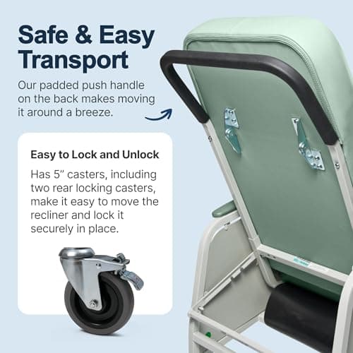 Lumex 3-Position Medical Recliner, Reclining Geri Chair with Wheels, Jade 5