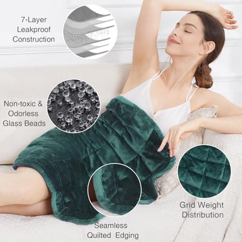 Alomidds Weighted Lap Blanket 7lbs, Cozy Breathable Flannel Weighted Lap Pad for Adults, Small Weighted Blanket for Travel, Couch, Green, 29" x 24" 6