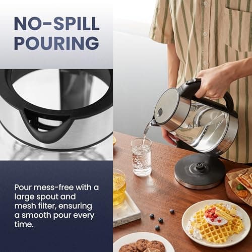 Elite Gourmet EKT-602 Electric BPA-Free Glass Kettle, Cordless 360° Base, Stylish Blue LED Interior, Handy Auto Shut-Off Function – Quickly Boil Water For Tea & More 8