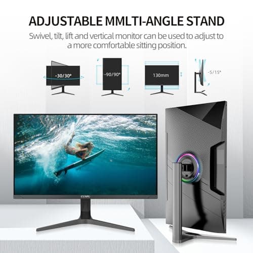 CUNPU 32 inch 4K UHD (3840 x 2160) Monitor IPS Ultra-Thin Computer Monitor 60Hz sRGB 100% Built-in Dual Speakers HDR10 VESA DisplayPort HDMI Height/Tilt/Pivot Adjustment 6
