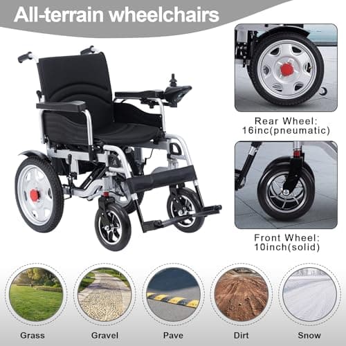 Electric Wheelchairs for Adults,Foldable All Terrain Power Wheelchairs with Dual Motor,Lightweight Portable Intelligent Motorized Wheelchair for Seniors,Airline Approved Travel Electric Wheelchair 5
