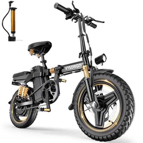 INSDRGN 14" Folding Electric Bike for Adults, Peak 1500W Motor,20MPH Max Speed,48V 16Ah Removable Battery Electric Bike, 35/62Miles Max Range, UL 2849 Certified E Bike