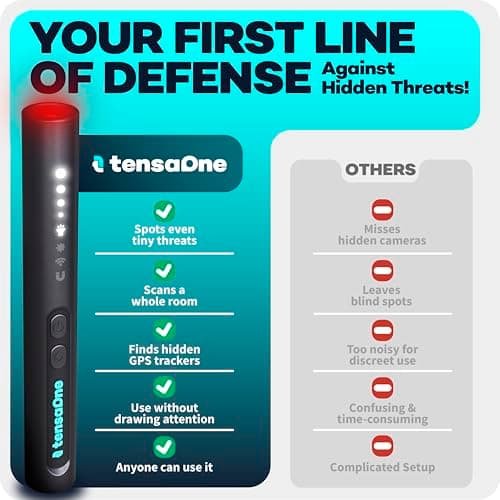 TensaOne Hidden Camera Detectors – Mini Security Device for Audio Video Wireless Threats, Hotel Safety, Home Privacy and GPS Tracker Detection, Pen RF Spy Cam Voice Recorder Bug Finder for Travelers 9