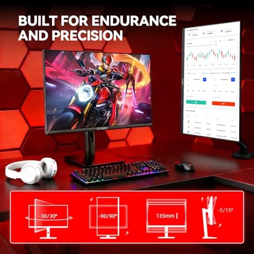 CUNPU 27 Inch 1440P 240Hz Gaming Monitor, Fast IPS, 1ms GTG QHD Gamer Monitor, FreeSync & G-Sync, HDR, 128% sRGB, Height/Pivot/Tilt/Swivel Vertical Monitor, Built-in Dual Speaker, HDMI/DP 7