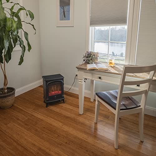 Comfort Zone Electric Fireplace Space Heater, Traditional Warm Stove Style, Realistic 3D Flame Effect, Adjustable Thermostat, & Overheat Protection, Ideal for Home, Bedroom, & Office, 1,500W, CZFP4 7