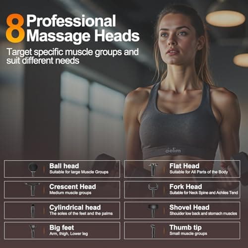 LEERCON Massage Gun Deep Tissue, Percussion Massage Gun for Pain Relief Muscle Back Massager Gun for Athletes with 8 Attachments & 6 Speeds, Gift for Men Women, Black 5