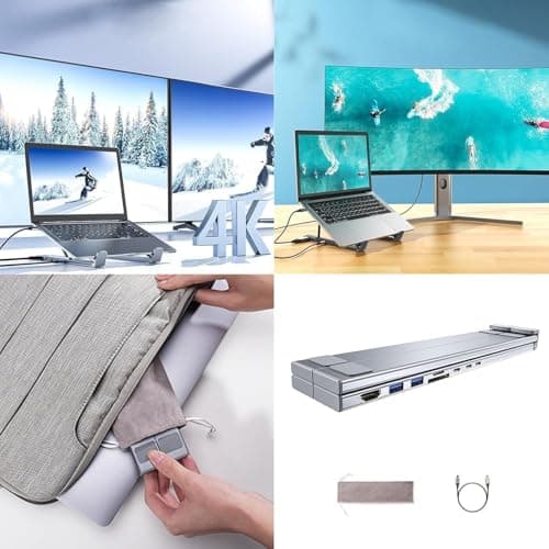 8-in-1 USB C Laptop Docking Station Stand, USB C Dock Tablet Stand with 4k HDMI, 2 USB 3.0, Pd 100w, Universal Dock Station for Offices, Desks, Cafes, Plug and Play (1Pcs) 2