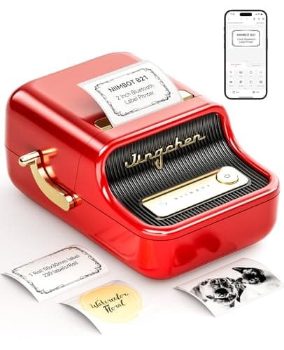 NIIMBOT B21 Label Maker Inkless Bluetooth Label Printer, 2 Inch Portable Thermal Label Machine for Small Business, Address, Logo, Clothing, Mailing, Candles, Jewelry, Sticker Printer for Gift, Red