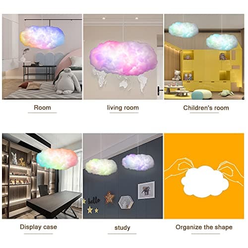 3D Big Cloud lightning Light Kit Music Sync Warm White Multicolor lightning Changing Strip Lights 360 Degree Wireless Remote APP NO DIY Coolest Decorations for Adults and Kids Indoor Home Bedroom 7