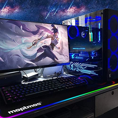 RGB Gaming Mouse Pad Anime Dragon Mousepad Mat LED with 15 Lighting Modes for Computer 31.5 X 12 Inch (Red) 6