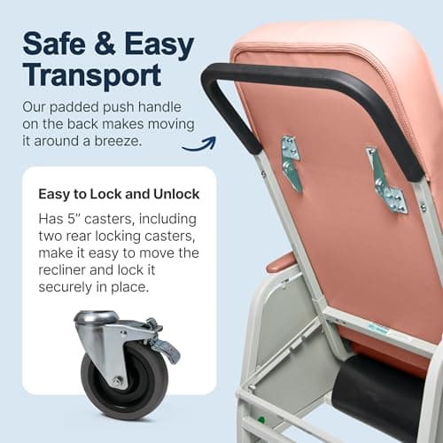 Lumex 3-Position Medical Recliner, Reclining Geri Chair with Wheels, Rosewood 6