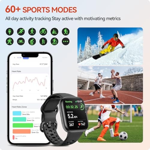 VPSTAY Smart Watch GPS Alexa Built-in 1.85" Smartwatch for Men Women (Answer/Make Call), 24/7 Spo2 Heart Rate Sleep Monitor, Pedometer, 3 ATM Waterproof Sport Watch for Android iOS 6