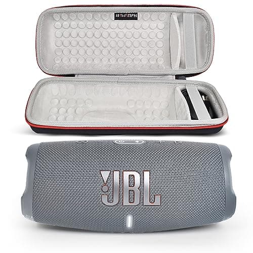 JBL Charge 5 Portable Waterproof Wireless Bluetooth Speaker Bundle with Portable Hard Carrying Protective Case - Gray
