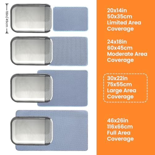 Petinstinct Extra Large Cat Litter Mat, 30x22 Inches Honeycomb Double Layer Cat Litter Trapping Mat, Non Slip Waterproof Urine Proof Large Kitty Litter Box Mat for Floor, Kitten Supplies, XL, Blue 9