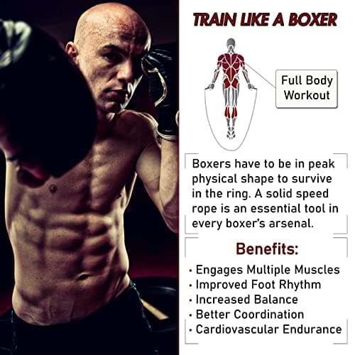 Damage Fight Gear Boxer Classic Speed Rope, Lightweight PVC Skipping,Jumping Rope, Non-Slip Ventilated ABS Plastic Handles and Matte Coated Tangle-Free Jump Rope for Boxing, MMA, Martial Arts 6