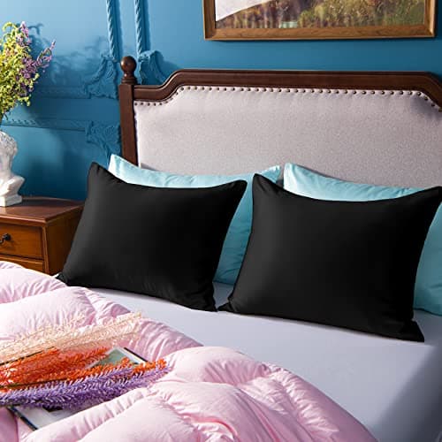 NTBAY Zippered Satin Pillow Cases for Hair and Skin, Luxury Standard Hidden Zipper Pillowcases Set of 2, 20x26 Inches, Black 7