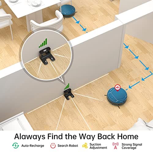 OKP Robot Vacuum Cleaner, WiFi/App/Alexa, Automatic Charging, Robot Vacuum with Real Time Mapping of Paths, Quiet Operation, Suitable for Hard Floors, Pet Hair, and Carpets, K2-Pro 9