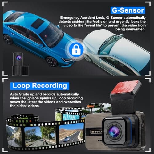 XQCK Dash Cam Front and Rear: 2K+1080P Dual Dash Camera for Cars, with 3.0" IPS Screen, G-Sensor, Loop Recording, 170° Wide Angle, Night Vision, Parking Mode,32GB SD Card Included,No WiFi 5