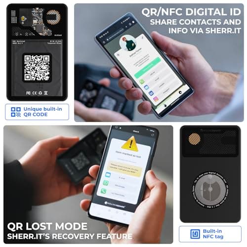 Rolling Square Aircard Wallet Tracker - Bluetooth Wallet Finder Find My Network Compatible with Business Card Feature NFC/QR Code - 0.09in Slim 5