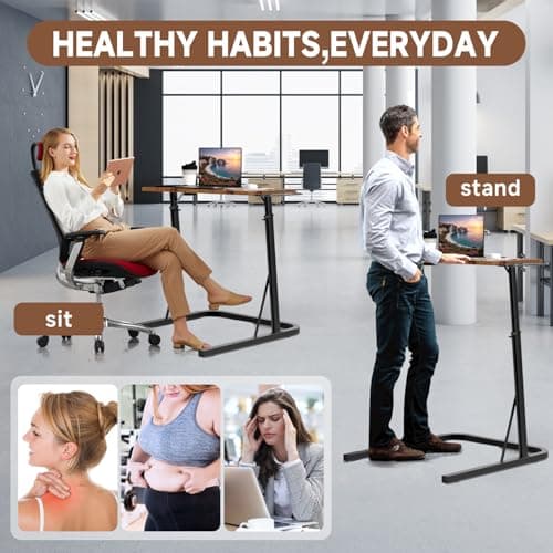 Adjustable Treadmill Walking Pad Desk, for Bike/Cycling Trainer, Workstation Standing Desk, Trainer Stand Table for Indoor, Treadmill Attachment-Exercise While Working or Watching TV, Rustic Brown 8