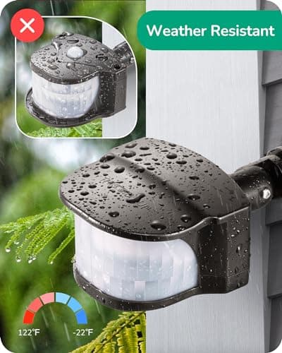 EDISHINE 240° & 360° Motion Sensor, Replacement Motion Detector for Outdoor Lights, Adjustable Time & Detection Range Up to 60FT, 3 Modes PIR Motion Sensor for Floodlight, Brown, UL Listed 5